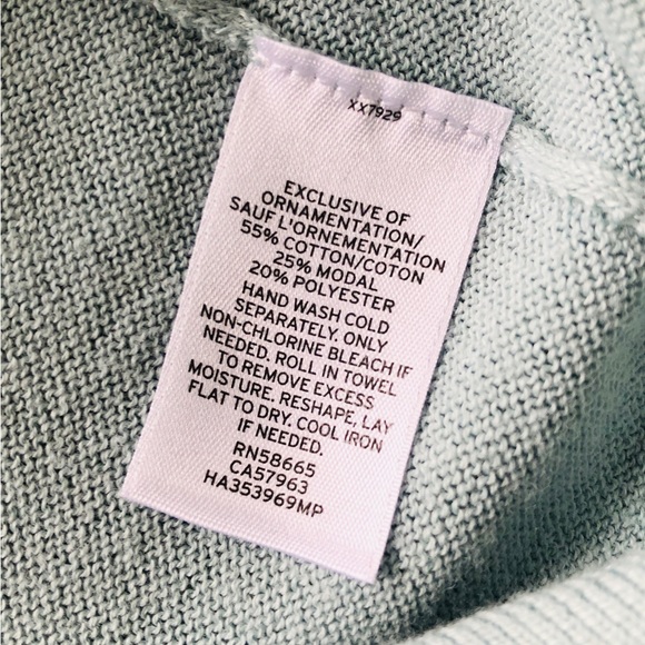 Halogen Jeweled Shoulder Sweater, Light Blue/Silver, Small/Petite - Picture 8 of 12